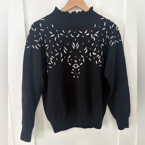 UNKNOWN | Black Patterned Women's wool like warm Sweater
